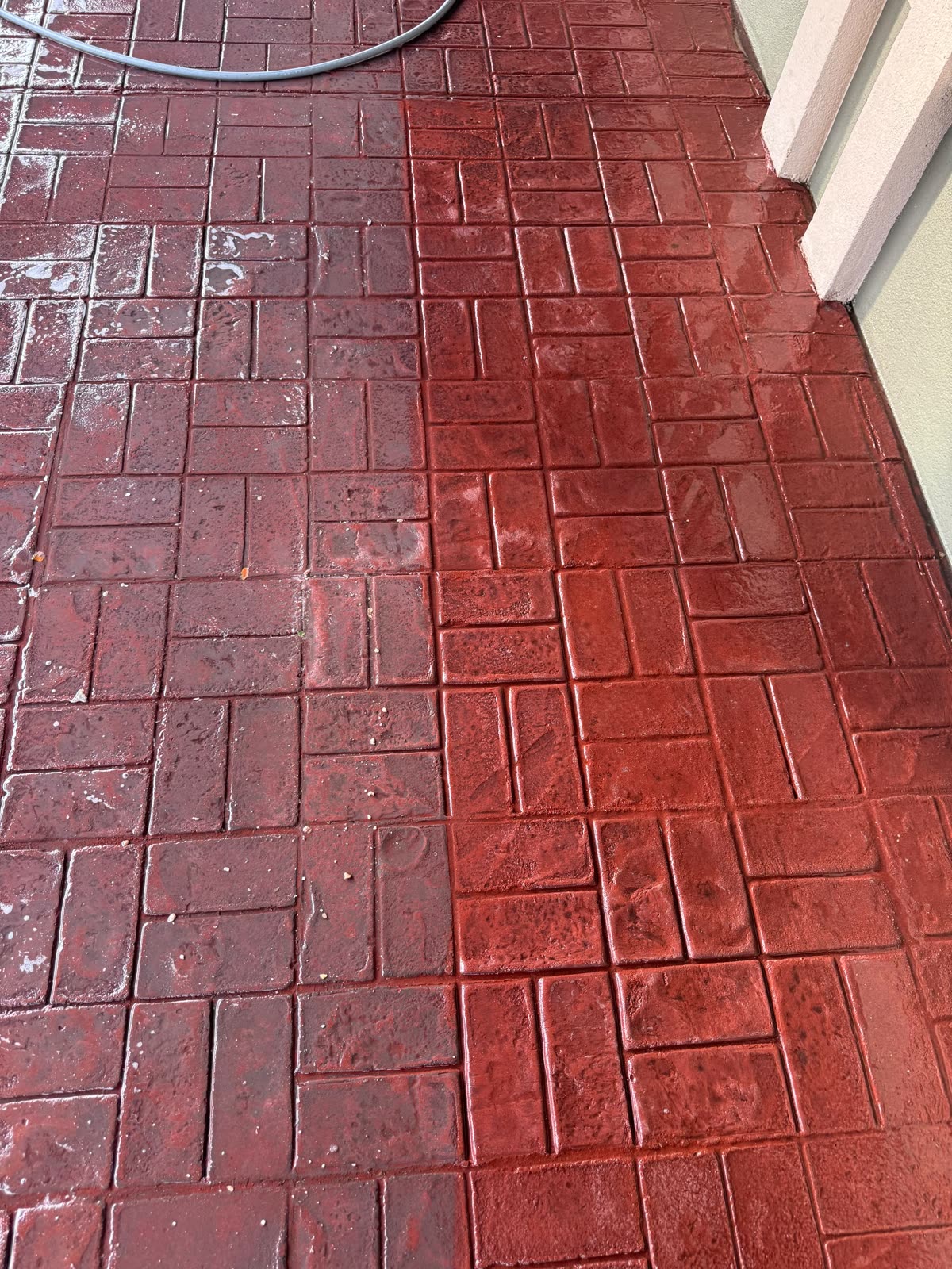 Red brick commercial floor clean after floor cleaning service